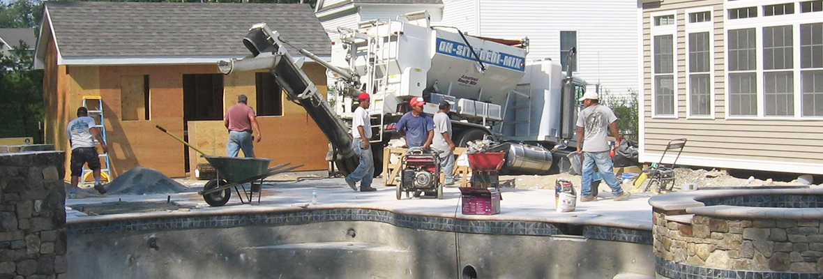 Pouring a pool deck at a residential location