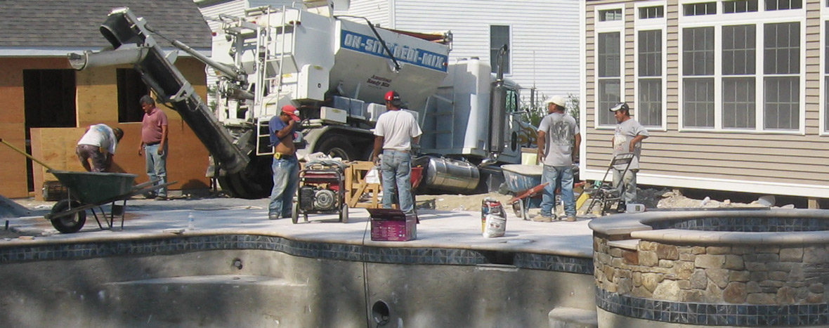 Pouring concrete for a residential indoor garage