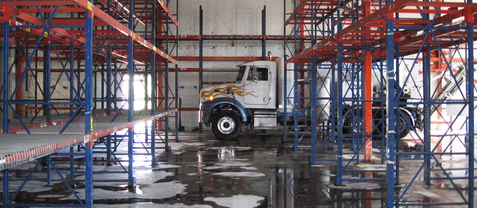 American Ready Mix Short Load Concrete Truck in a Tight Delivery Space